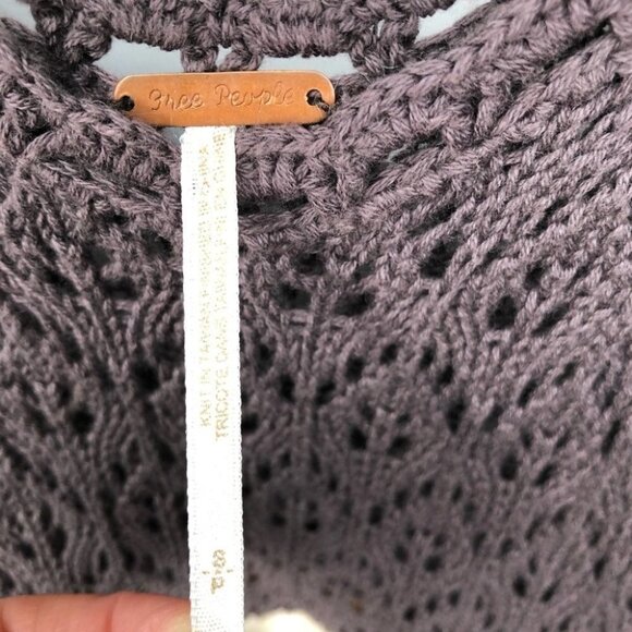 FREE People Brown Crochet & Beige Knit Dress Size Small - Picture 6 of 8